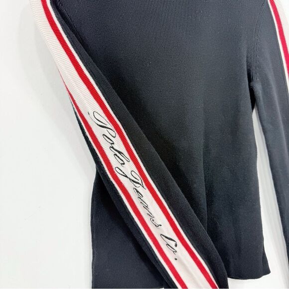 Polo Jeans Co. Ralph Lauren Retro Blue Red White Spellout Stretch Knit Sweater - Picture 2 of 11